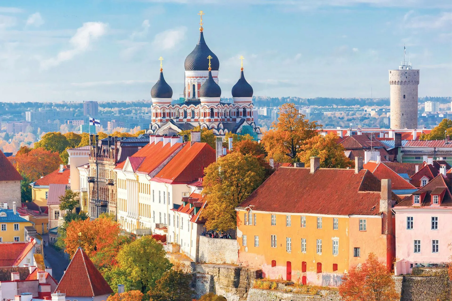 Aerial view of the old town Tallinn, Estonia