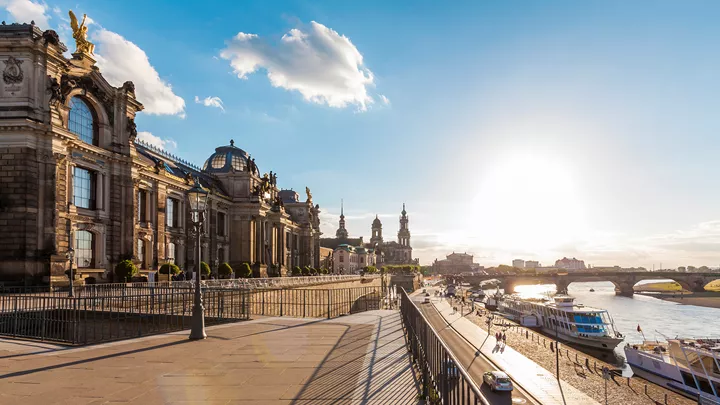 Bruehl's Terrace and Augustus Bridge, Dresden, Germany