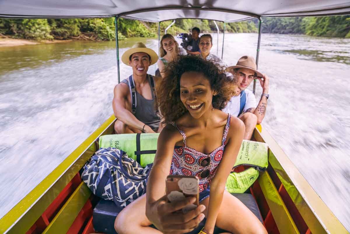 Group On Boat In Thailand