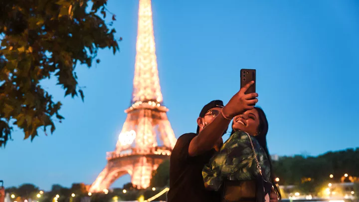The Eiffel Tower at night, Paris, France