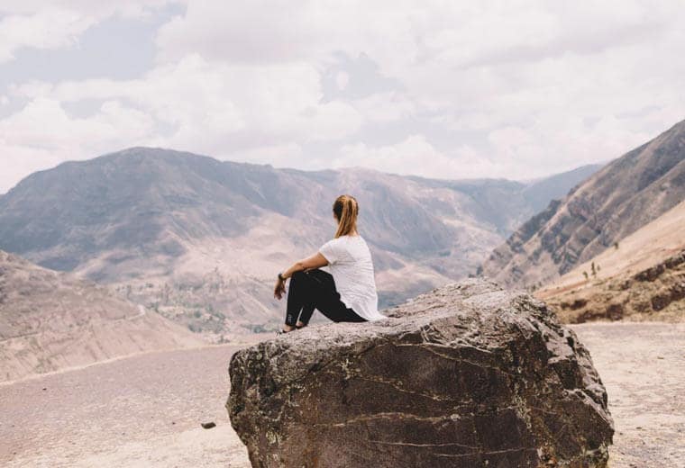 Girl and a rocky view