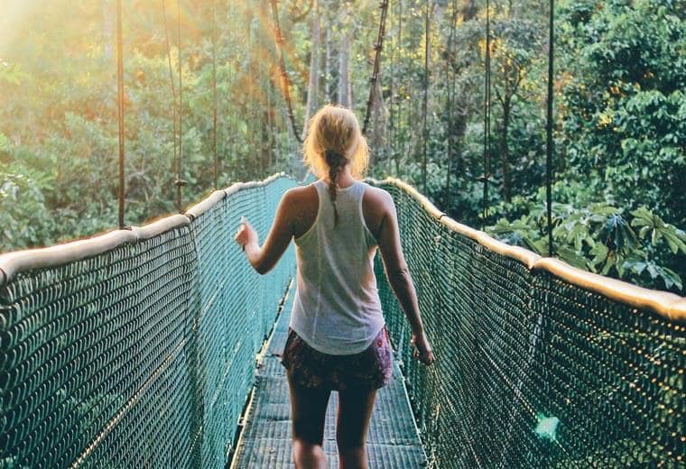 A traveller zip lining in Costa Rica