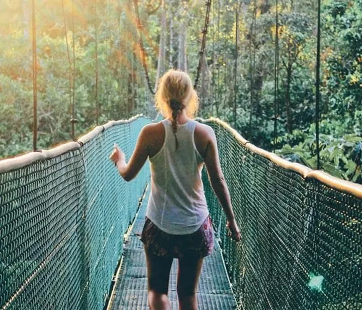 A traveller zip lining in Costa Rica