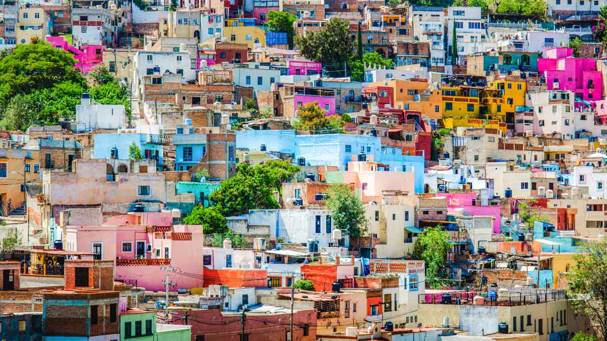 View Of Colourful Houses In Mexico