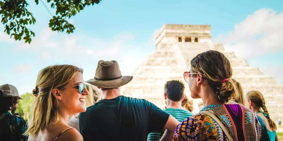 Tourists Visitig Pyramid Mexico