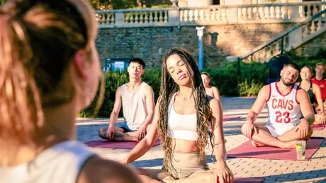 Group Enjoying Yogo Class Outside Chateau France
