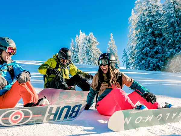 Friends Smiling Wearing Ski Equipment Snow Around