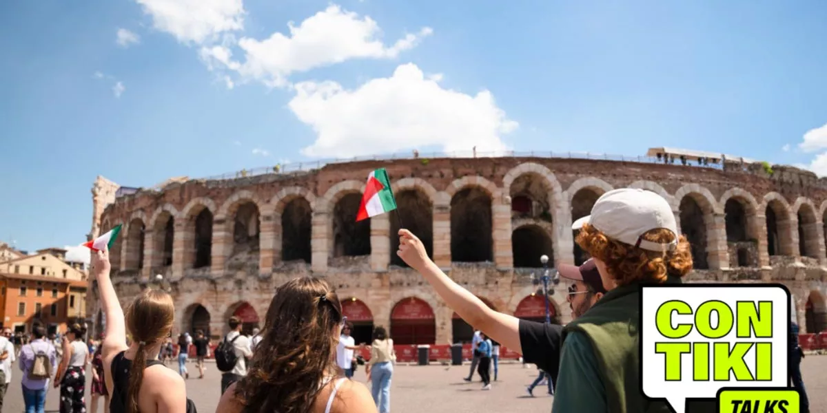 Young People Holding Small Italy Flags Up