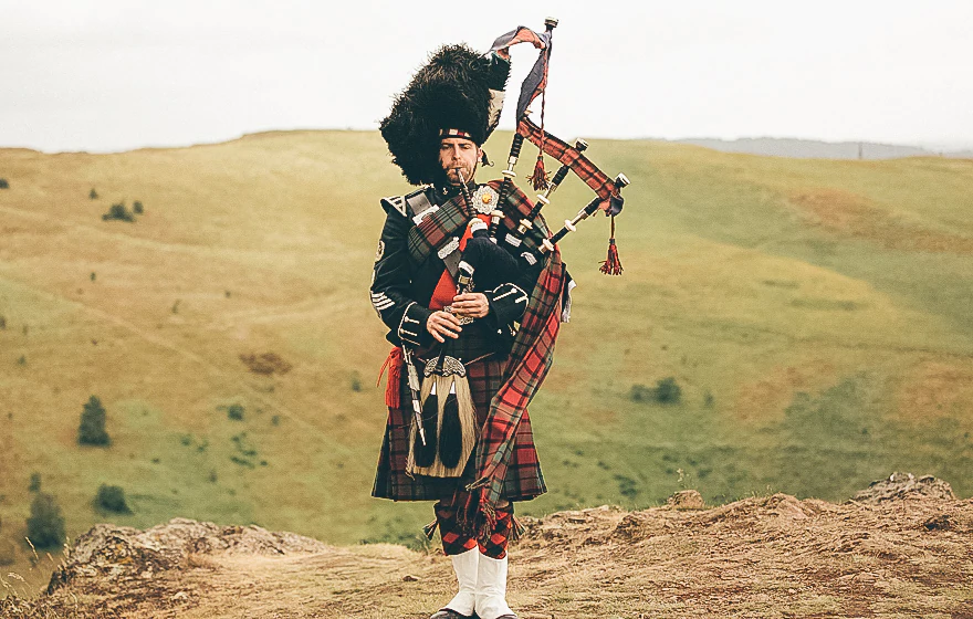 Scotland Local Playing Bagpipe