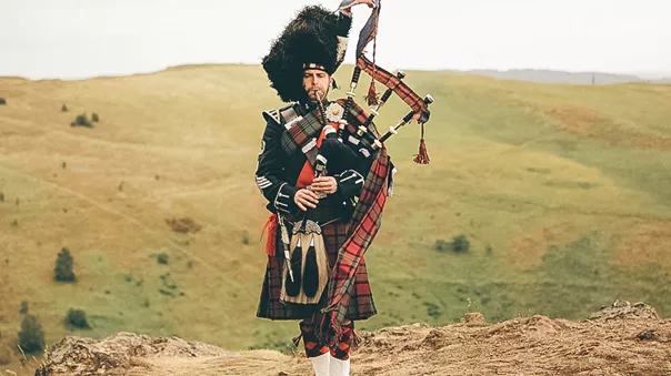 Scotland Local Playing Bagpipe