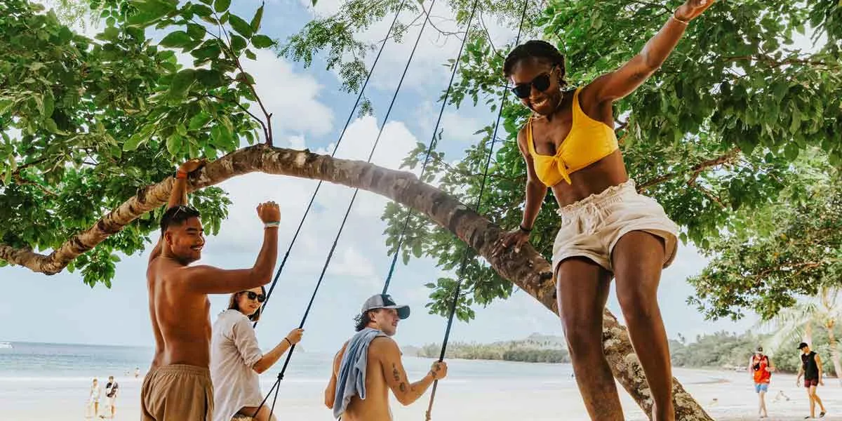 Young Friends Having Fun At Nacpan Beach