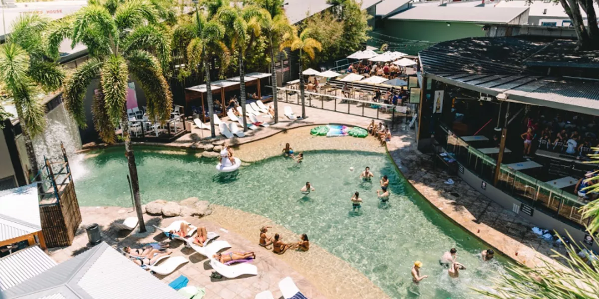 Lagoon Style Swimming Pool Sunny Day
