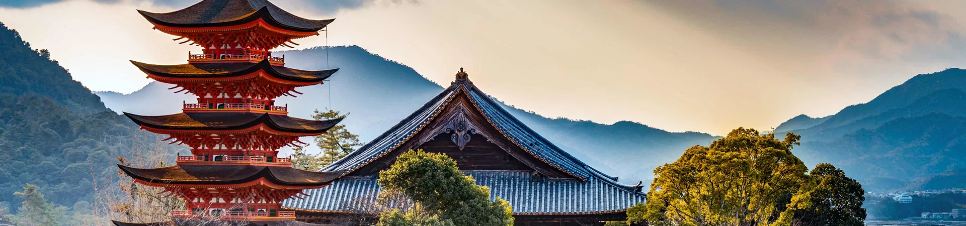 Red Shinto Pagoda On Miyajima