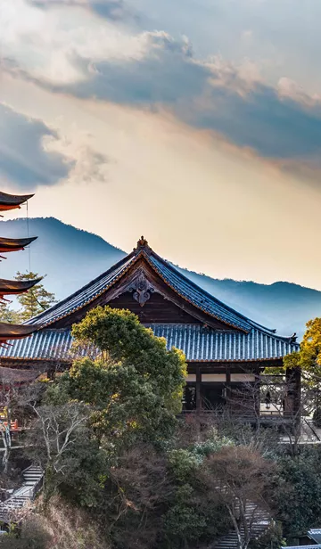 Red Shinto Pagoda On Miyajima