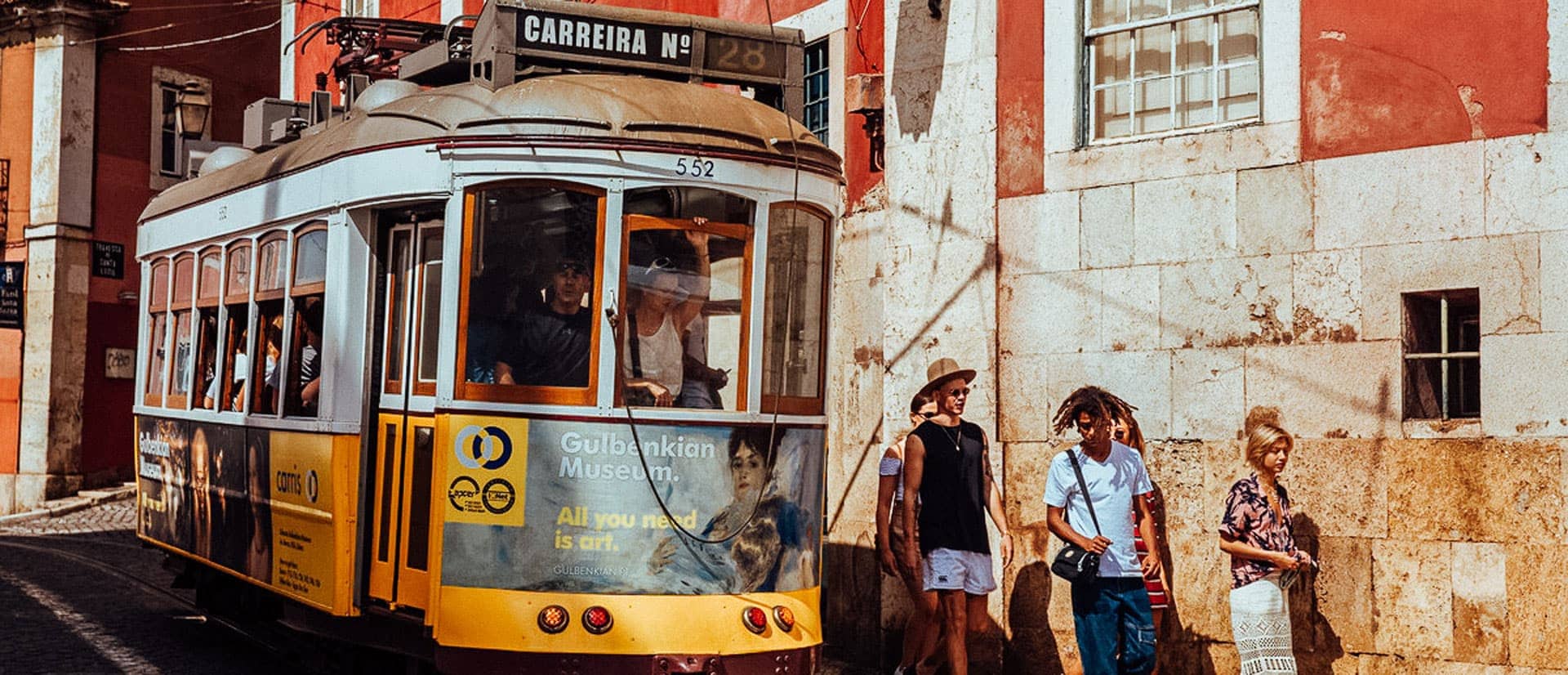 Tram on street of Lisbon, Portugal