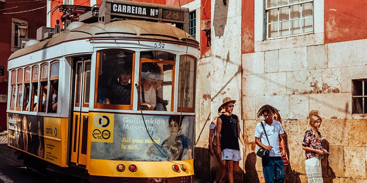 Tram on street of Lisbon, Portugal