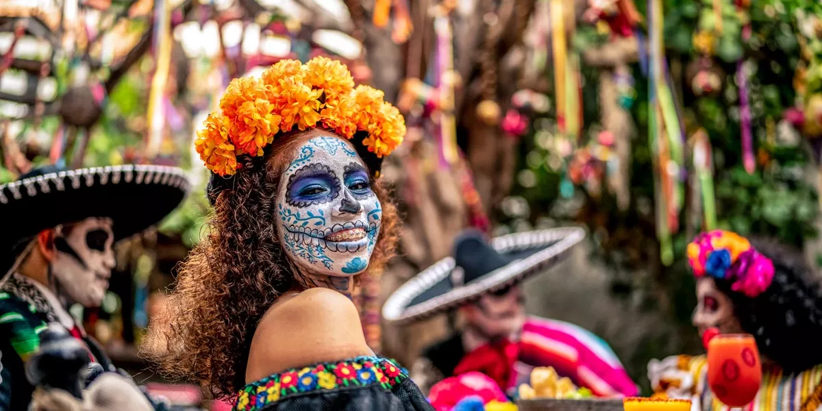 Woman Smiling With Traditional Makeup For The Celebration