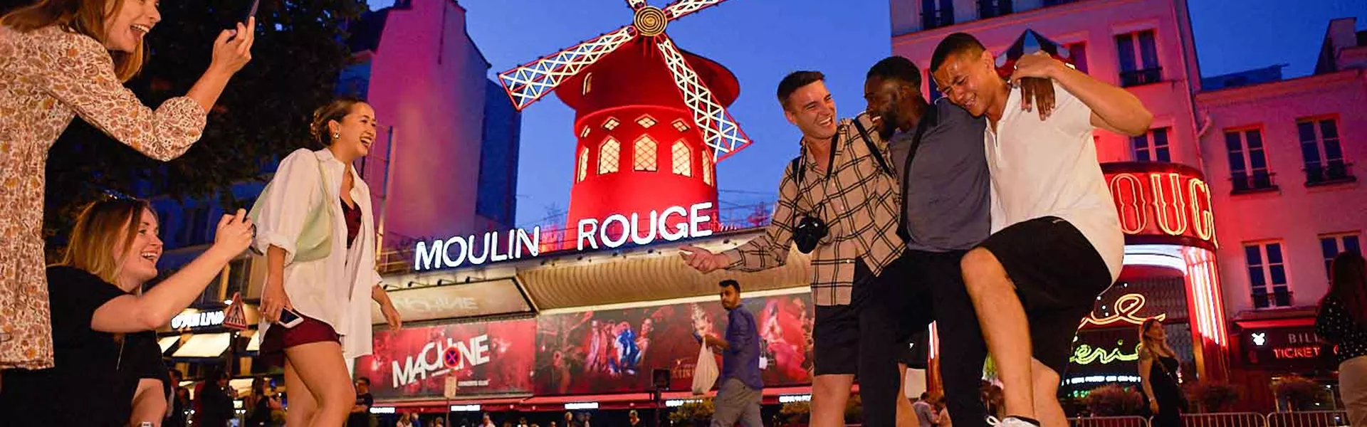 Group Of You Travelers Dancing Outside Moulin Rouge France Lg 2887EURS2022