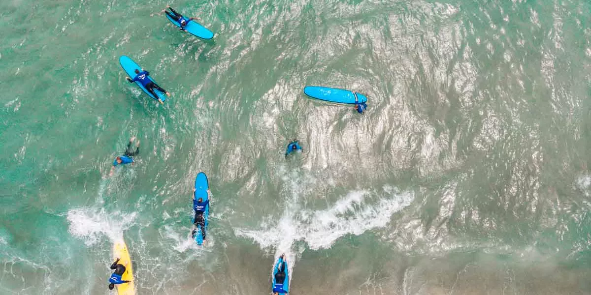 Aerial View Of Surfers In Australia