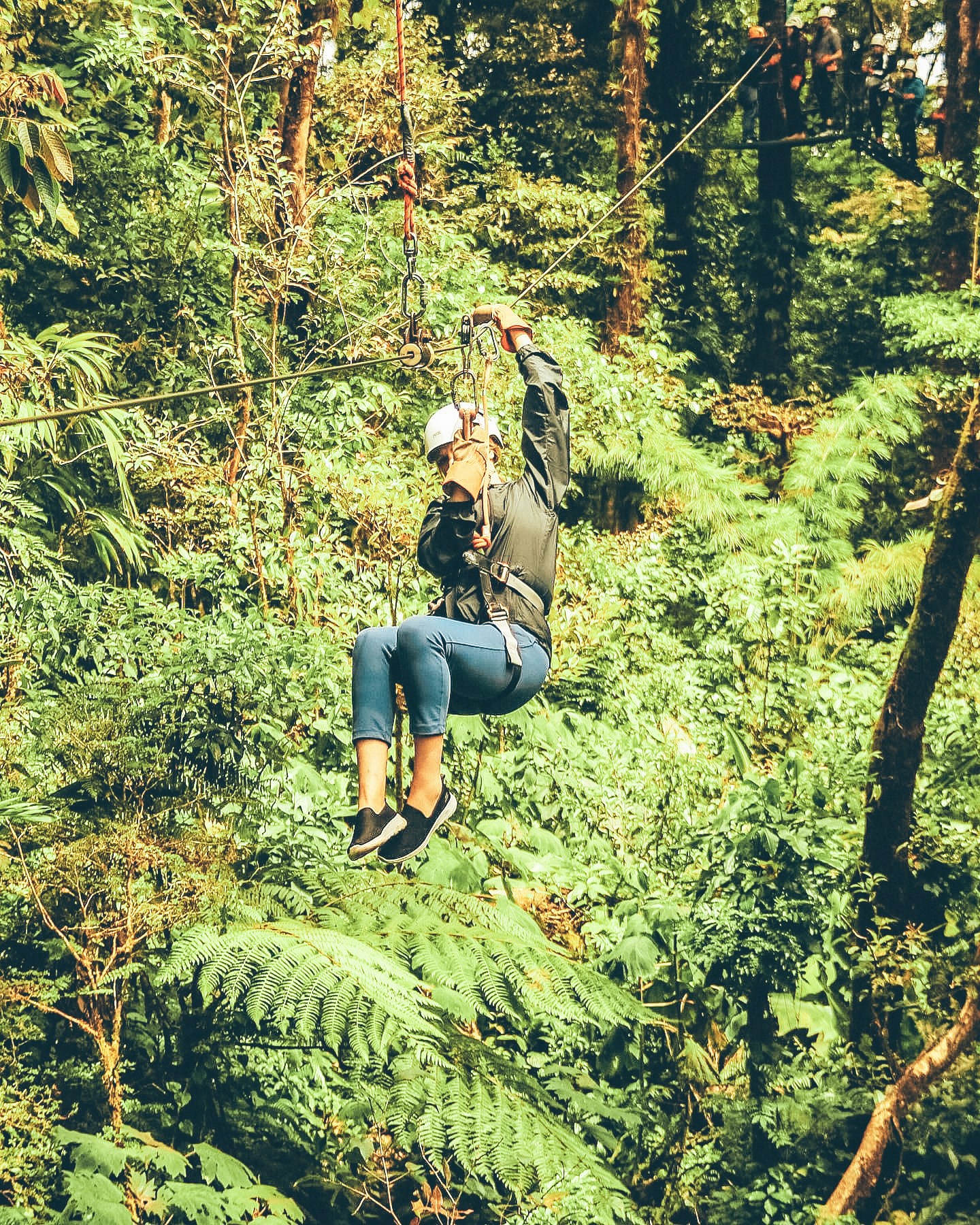 Traveller ziplining in Monteverde Park, Costa Rica
