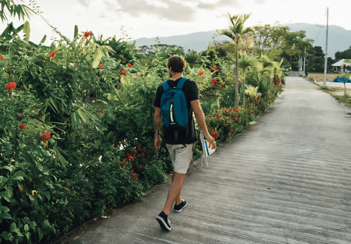 A traveller on a backpacking tour