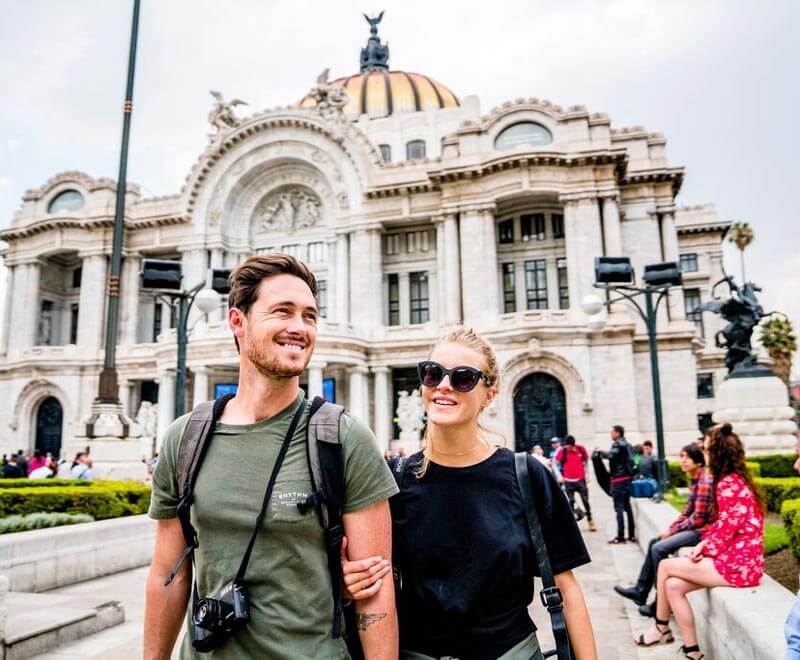 Couple exploring old city