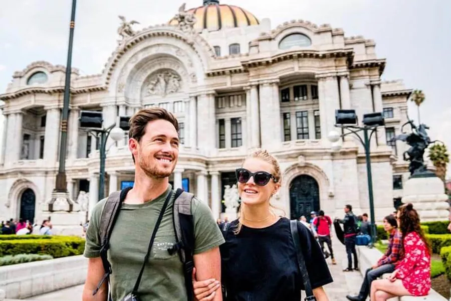 Couple exploring old city