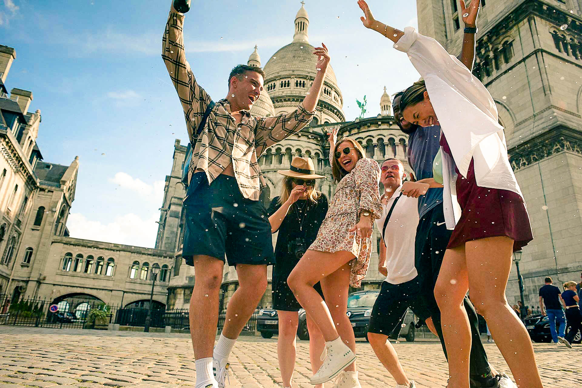 Group Cheering Paris France