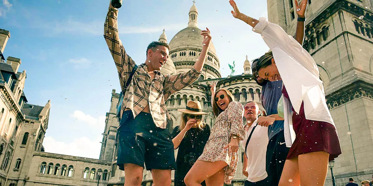 Group Cheering Paris France