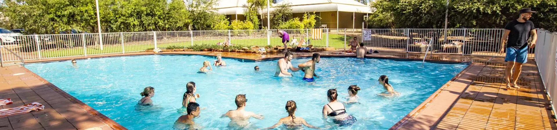 A group of people in a swimming pool in Australia