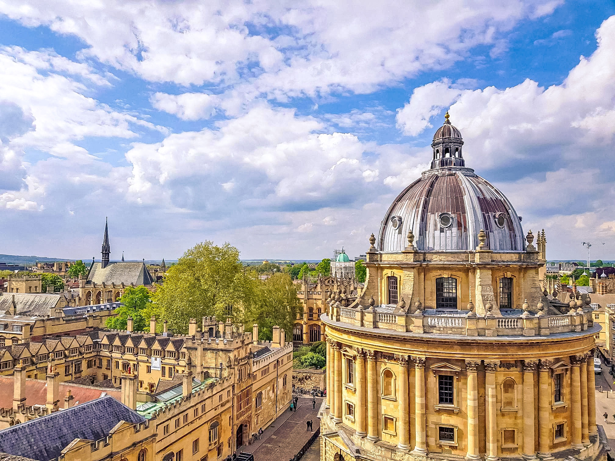 Aerial view of Oxford city in the United Kingdom