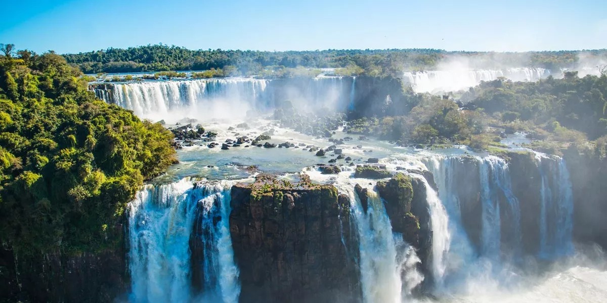 Waterfall trees and nature around it in Brazil.