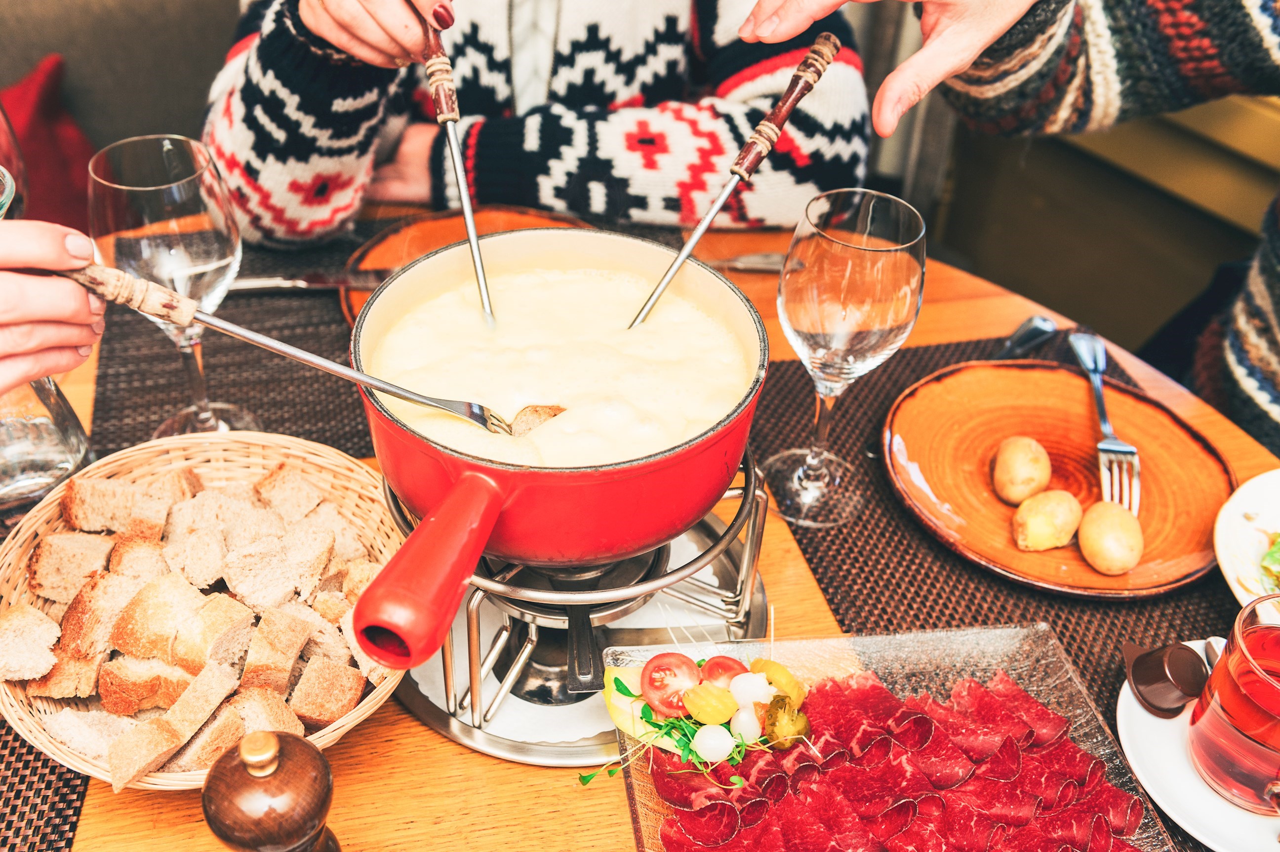 Swiss Fondue in Lucerne, Switzerland