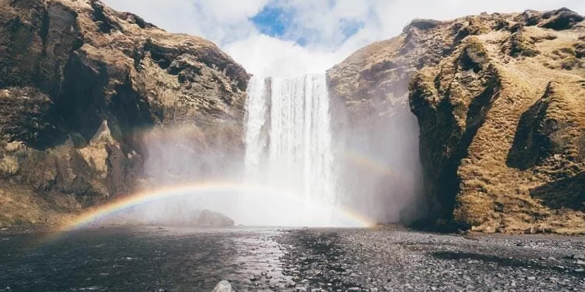 Rainbow over Skogafoss Waterfall, Iceland