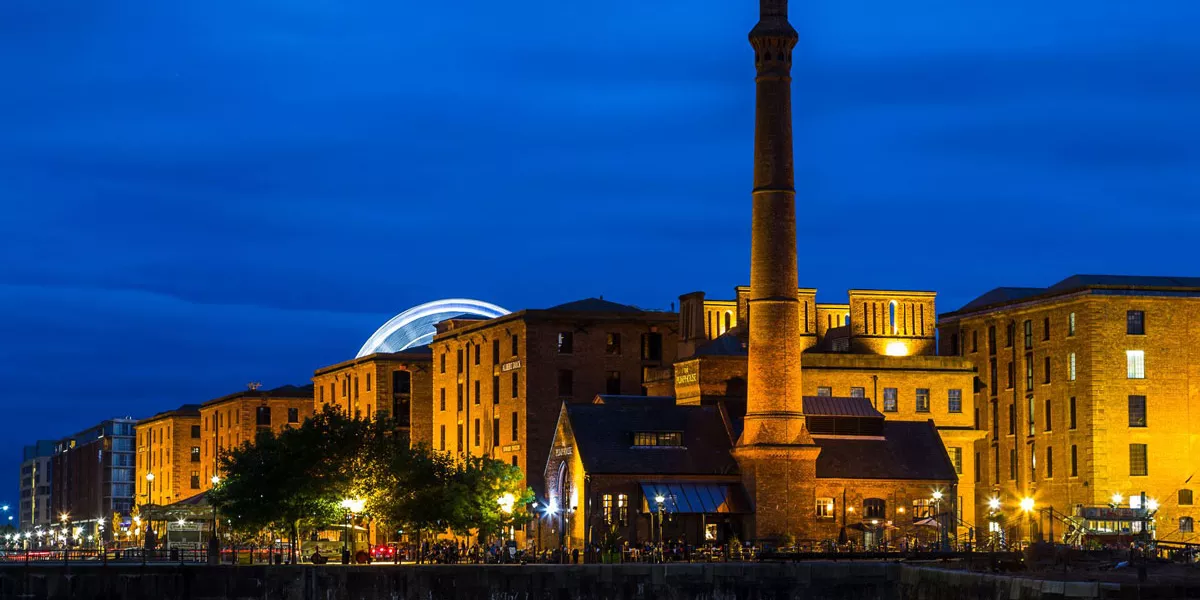 A Building Of Liverpool During Night Time