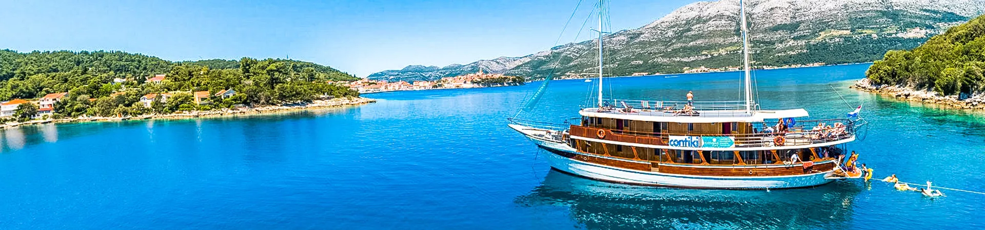 Large Boat Clear Blue Sea Sunny Day