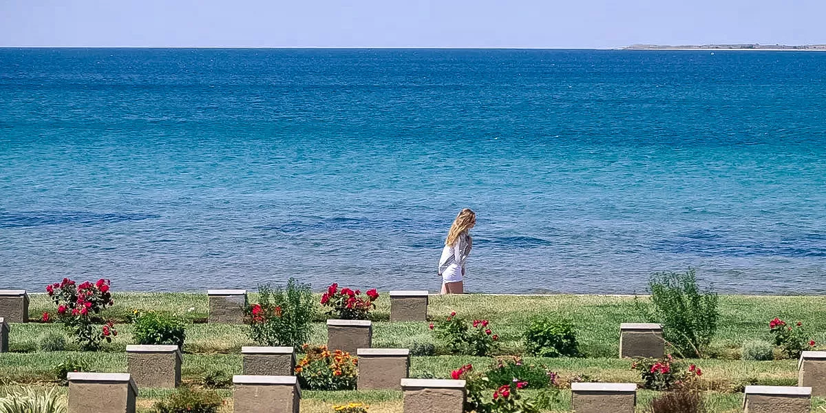 Woman Walking Blue Sea As Background