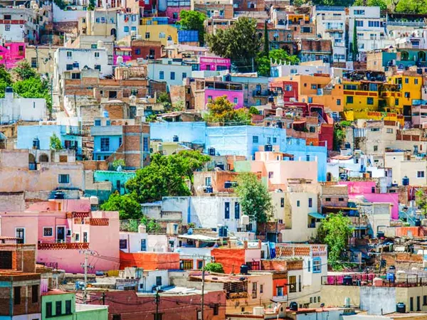 View Of Colourful Houses In Mexico