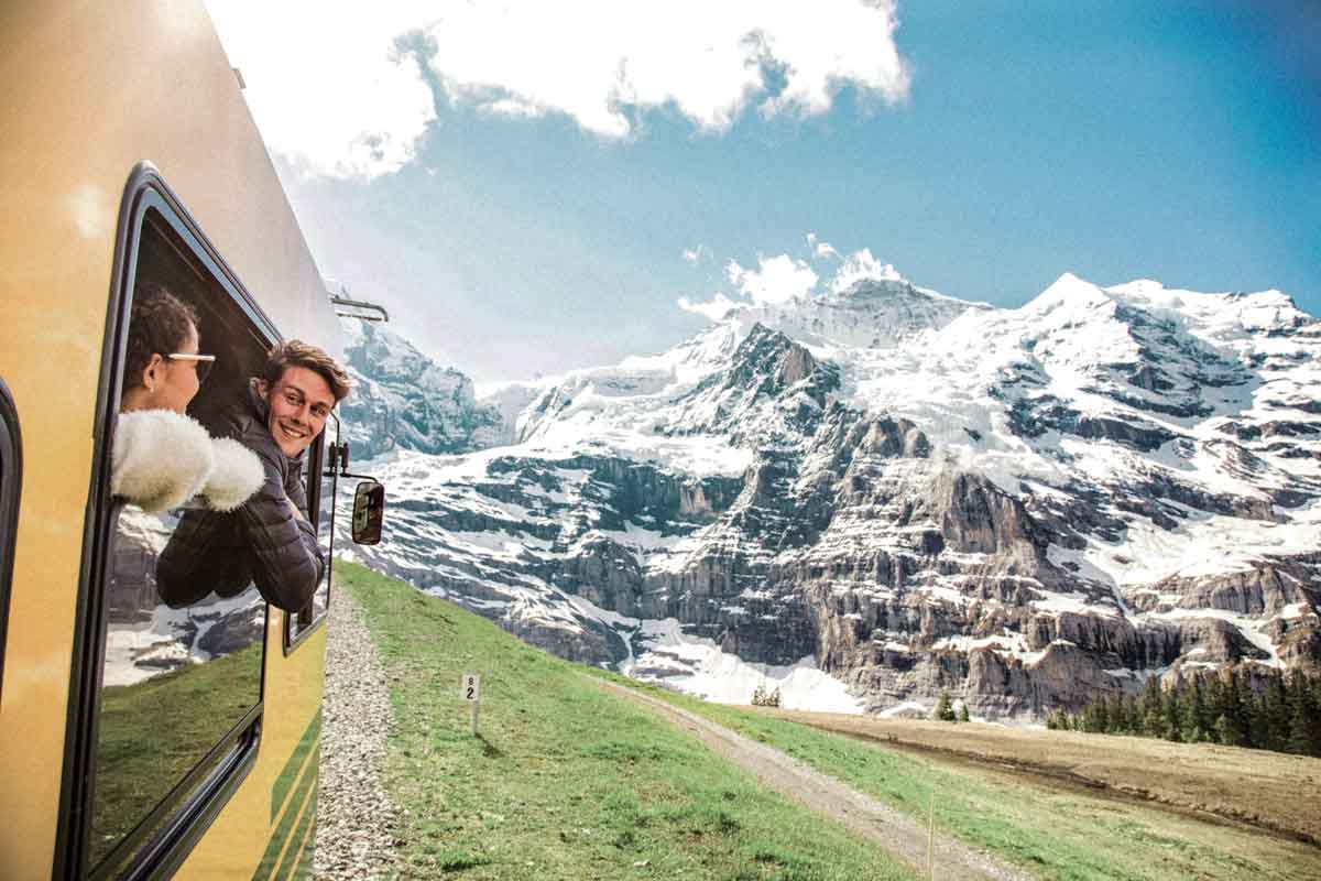 Train Driving Through Switzerland