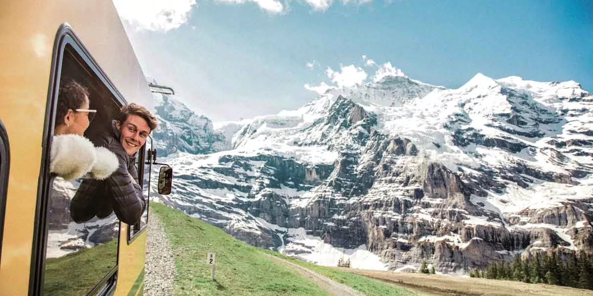 Train Driving Through Switzerland