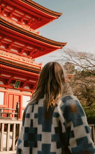 Travellers admire the Chureito Pagoda in Fujiyoshida, Japan, on the Contiki Best of Japan 35 to 45 Tour
