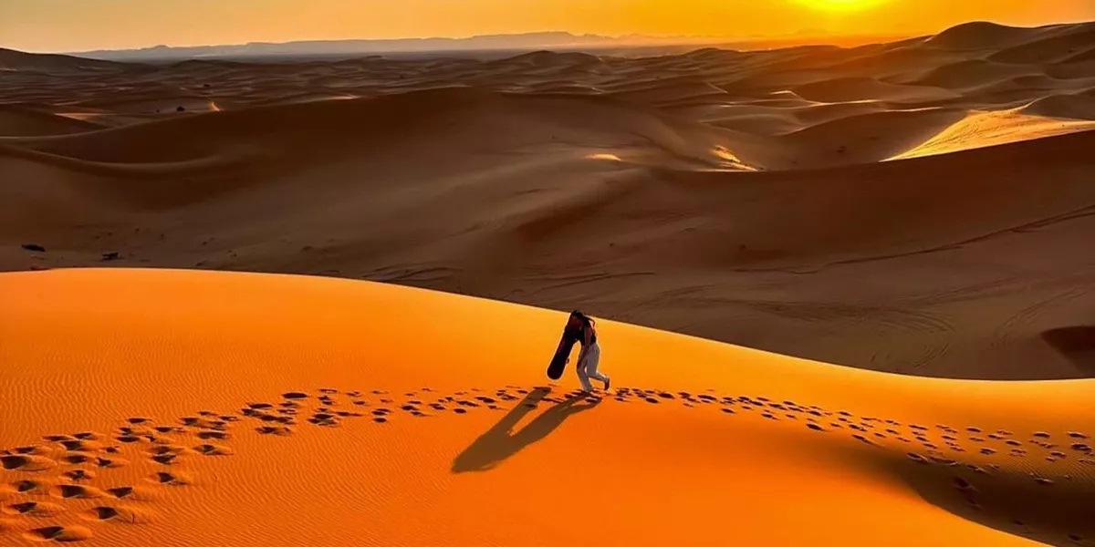 Girl Walking Through Moroccan Desert