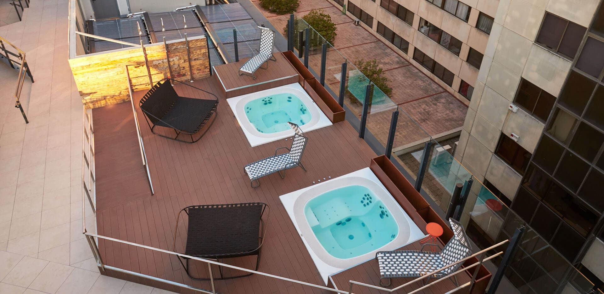 Generator Hostel outdoor terrace pools