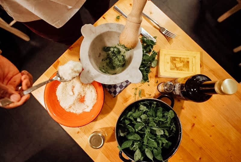 Ingredients for cooking on a wooden table