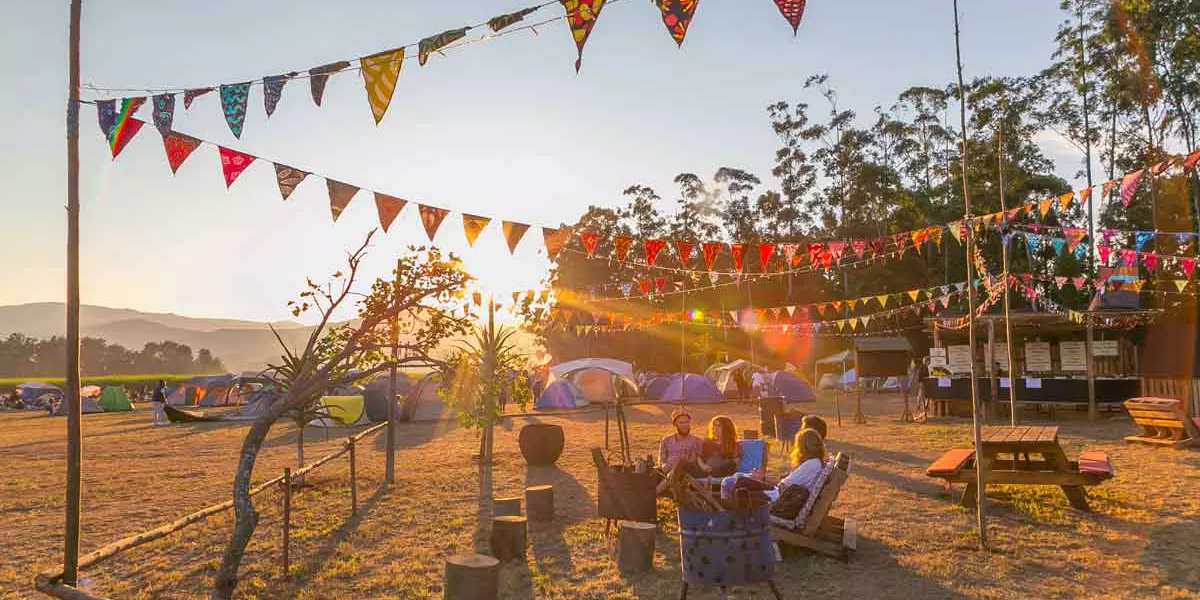 People Sat Talking At Bushfire Festival