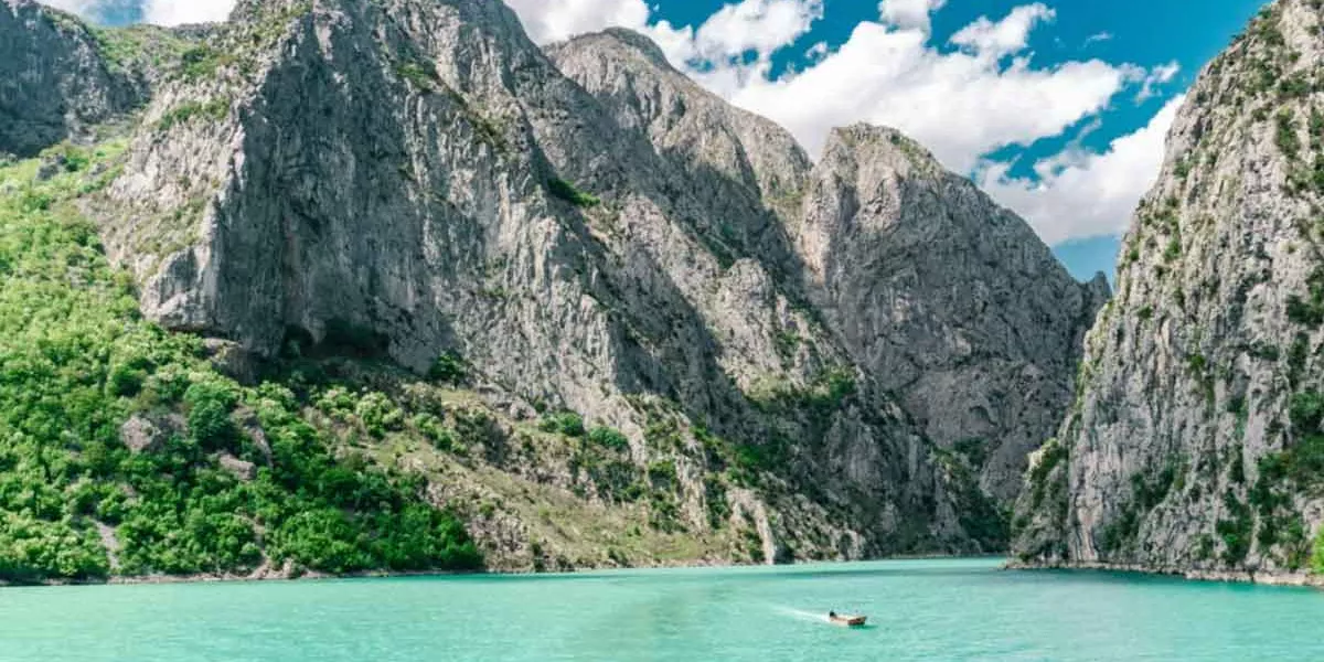 Traquil Albanian Green Lake With Mountains