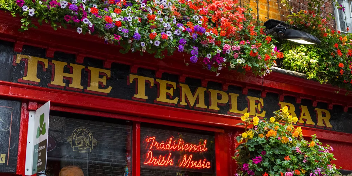 Close up of the Temple Bar Pub in Dublin, Ireland