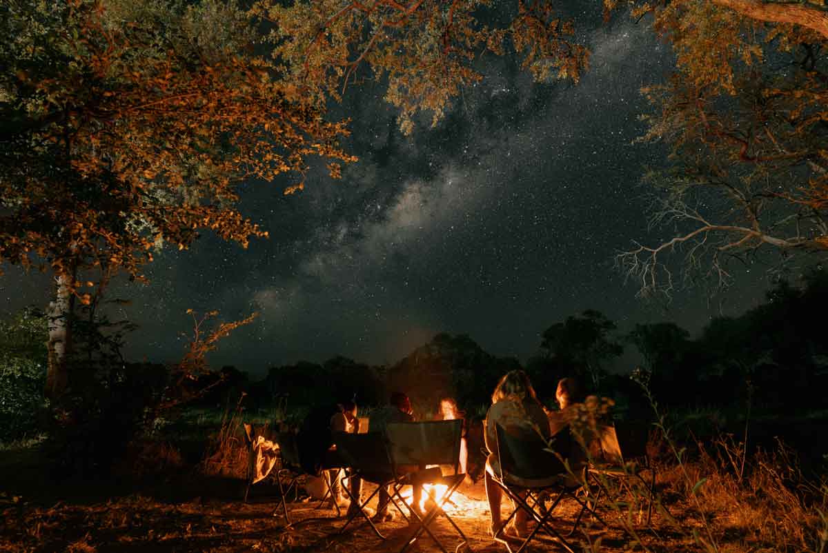 Camp Fire Night Time Scene