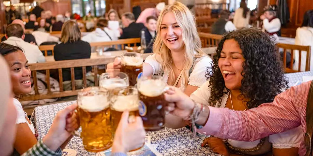 Travelers Drinking German Markets Germany
