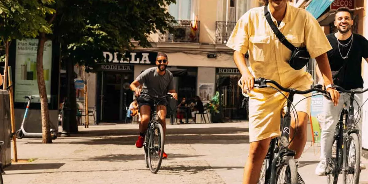 Biking Through The Street In Europe
